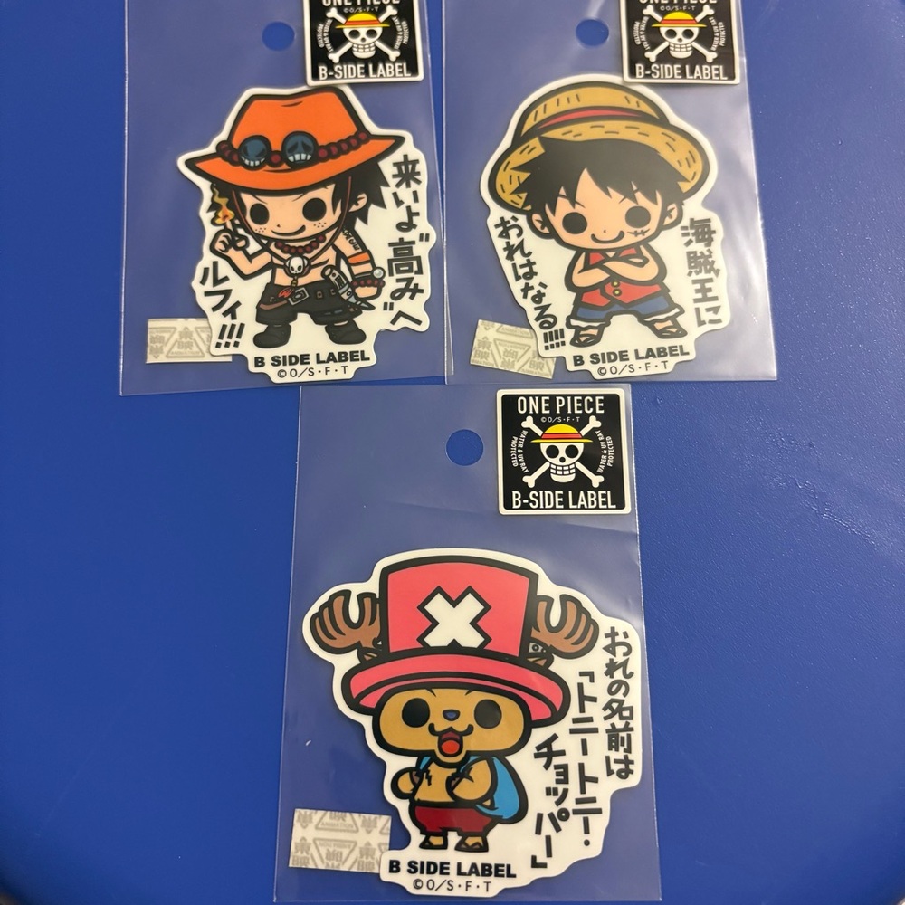 One piece chopper, Ace, and Luffy bside label stickers